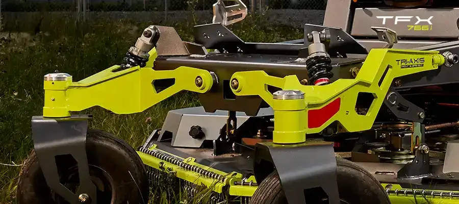 Close-up of the Tri-Axis front suspension